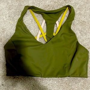 Army green fabletics sports bra